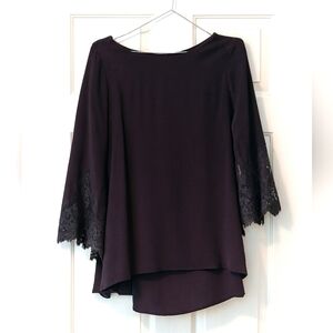 For Love and Lemons Black Dress Blouse with Lace Flare Sleeves NWT Small To Med